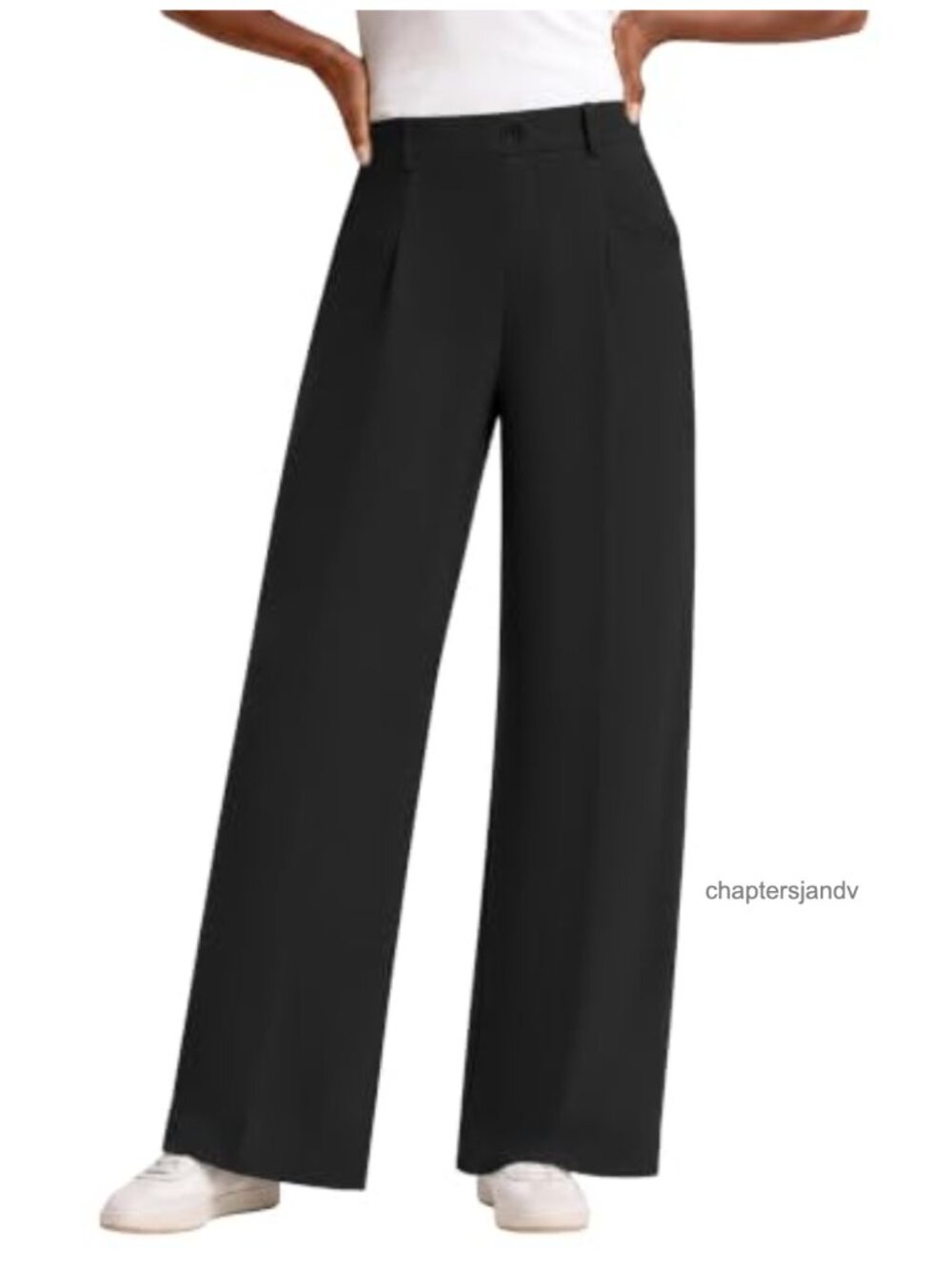 Wide Leg Stretch Dress Pants Pull On High Rise Pleated Trousers Pockets